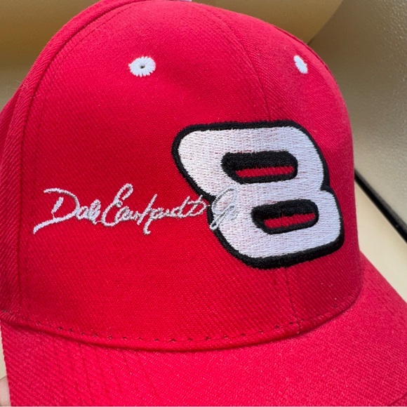 Dale Earnhardt Jr. NASCAR Red Baseball Cap Number 8 Embroidered Signature, EUC‎ - Picture 9 of 9